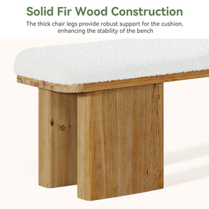 59" Upholstered Entryway Bench with Faux Shearling Cushion