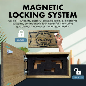 Concealment Shelf Hidden Gun Safe with Magnetic Lock – Custom Laser Engraved Wood