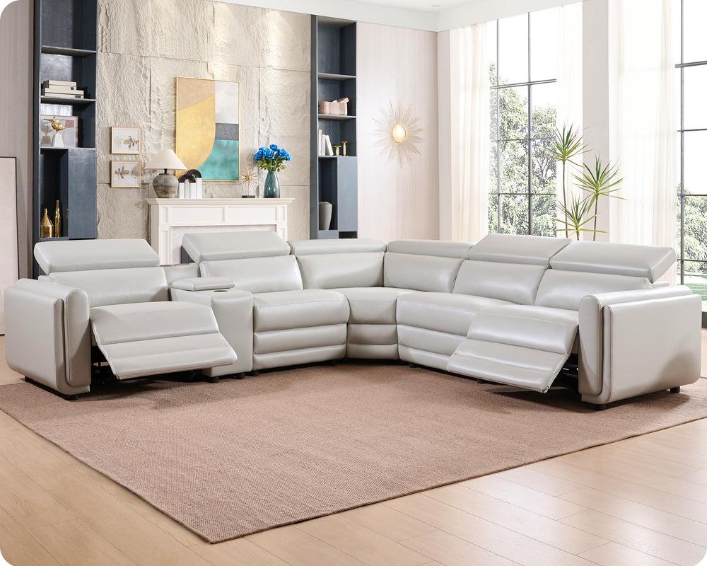 129-Inch Power Recliner Sectional Sofa with Console & Speakers