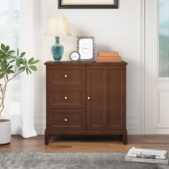 Accent Cabinet with 3 Drawers and Door – Wooden Sideboard with Shelves