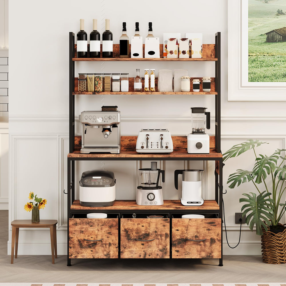 5-Tier Baker's Rack with Charging Station & Drawers