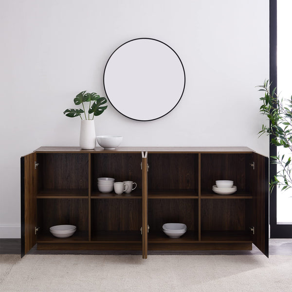 70" 4-Door Sideboard with Adjustable Shelves – Dark Walnut
