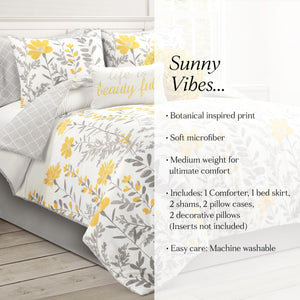 Reversible Floral Comforter Set 8-Piece — King & Queen