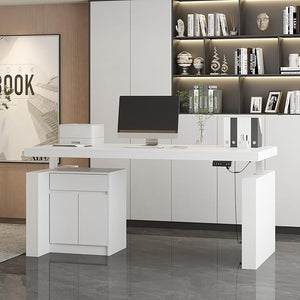 L-Shaped Electric Standing Desk with Drawers & Storage