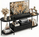 63-Inch Curved Edge TV Stand with Fabric Drawers