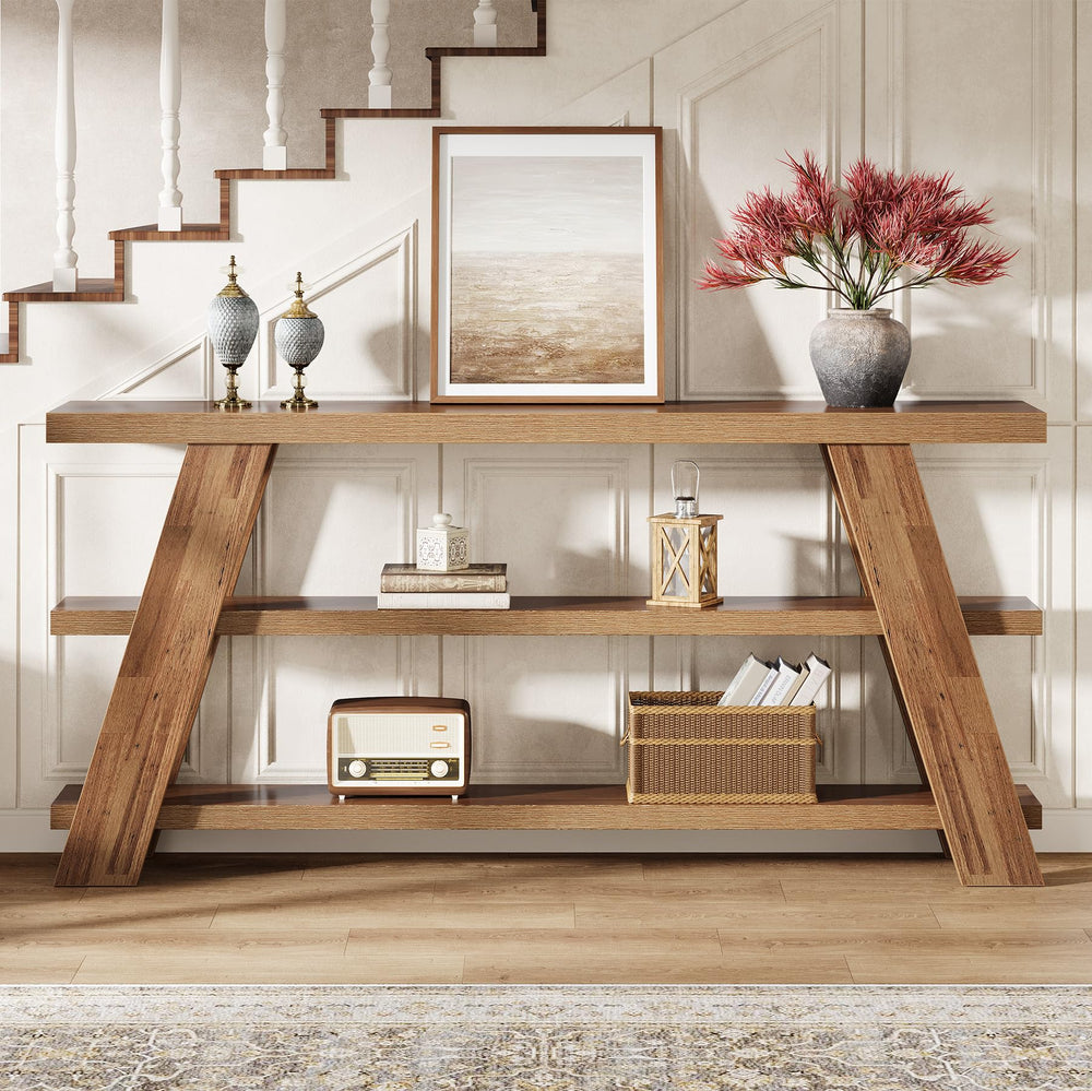 70.87" 3-Tier Narrow Console Table with Storage – Farmhouse Sofa & Entryway Table