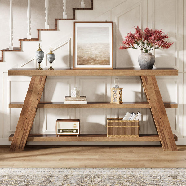 70.87" 3-Tier Narrow Console Table with Storage – Farmhouse Sofa & Entryway Table