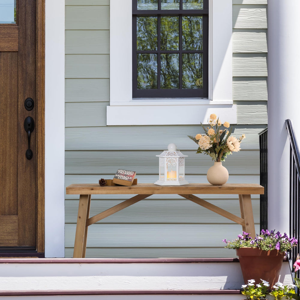 Farmhouse Wood Entryway Bench – Solid Rustic Seat for Living & Dining Room