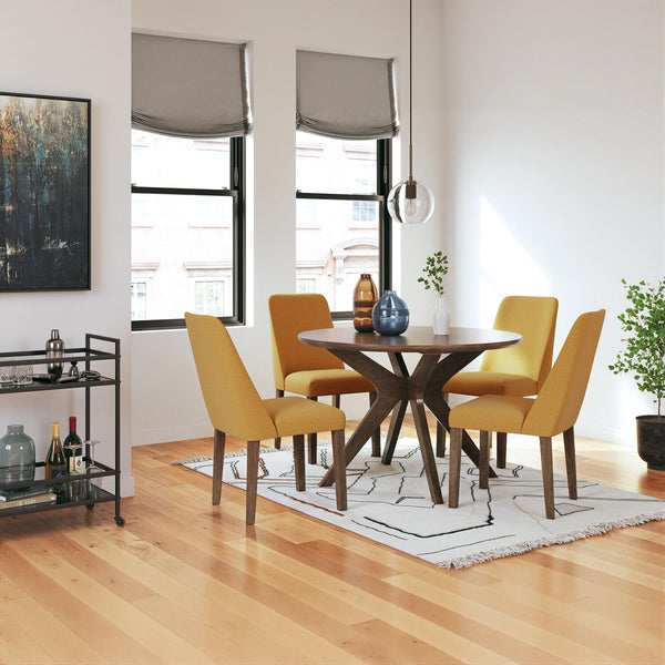 Round Dining Table, Seats 4, Medium Brown, 45"W x 29.75"H