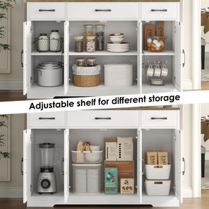 55" Farmhouse Buffet Cabinet with Drawers, Doors & Shelves