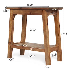 Solid Wood Narrow End Tables Set of 2 with Storage