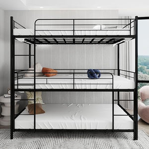 Metal Bunk Bed Twin Over Twin with Safety Guardrail