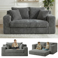 Convertible Sofa Bed Boneless Loveseat Sleeper with 4 Pillows & Detachable Cushion