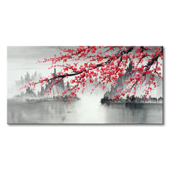 Plum Blossom Canvas Wall Art – Hand Painted Chinese Landscape Oil Painting