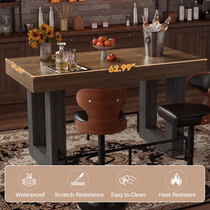 Counter Height Bar Table with Metal Footrest