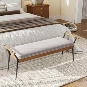 Upholstered Entryway Bench with Metal Legs