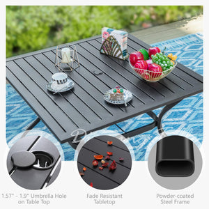 Square Metal Outdoor Dining Table with Umbrella Hole, 37" – Seats 4