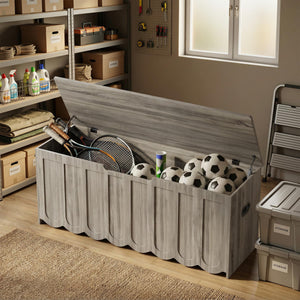 Storage Bench with Cushion Seat & Swivel Wheels — Grey