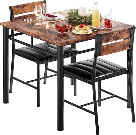 2-Person Dining Table Set with Upholstered Chairs