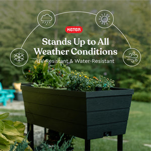 Raised Garden Bed Planter with Self-Watering System – 12.7 Gallon, Dark Grey