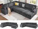 U-Shaped Sectional Sofa Bed with Storage, 6-Seater, 130"