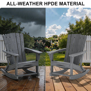 4-in-1 HDPE Adirondack Rocking Chair with Ottoman & Cup Holder