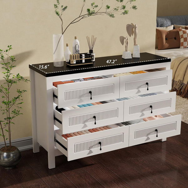 6-Drawer Wide Bedroom Dresser