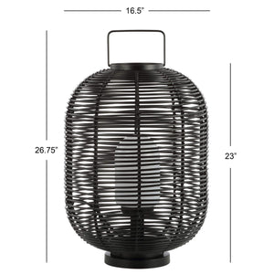 Woven Oval LED Lantern Table Lamp – Black