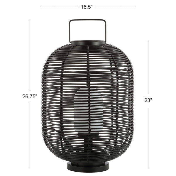 Woven Oval LED Lantern Table Lamp – Black