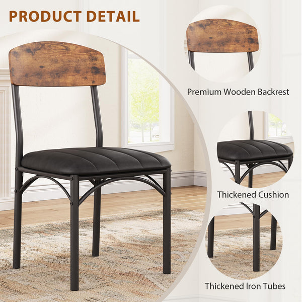 Upholstered Dining Chairs Set of 4 – PU Leather, Metal Legs