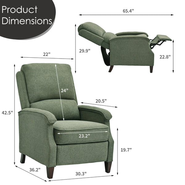 Recliner Chair with Adjustable Push Back and Lumbar Support