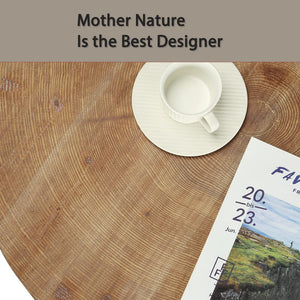 Round 2-Tier Wood Coffee Table | 29.1" Boho Farmhouse