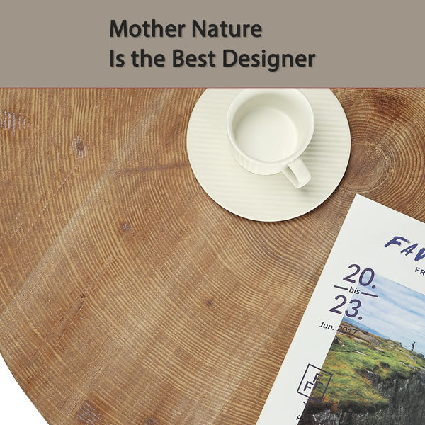 Round 2-Tier Wood Coffee Table | 29.1" Boho Farmhouse