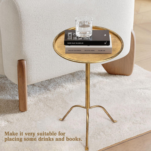 Round Bronze Pedestal Side Table, Set of 2