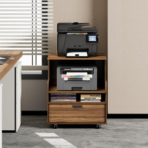 Rolling Printer Stand with Drawer & 3-Tier Storage Shelves