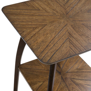 Mid-Century Square End Table with Starburst Top and Shelf