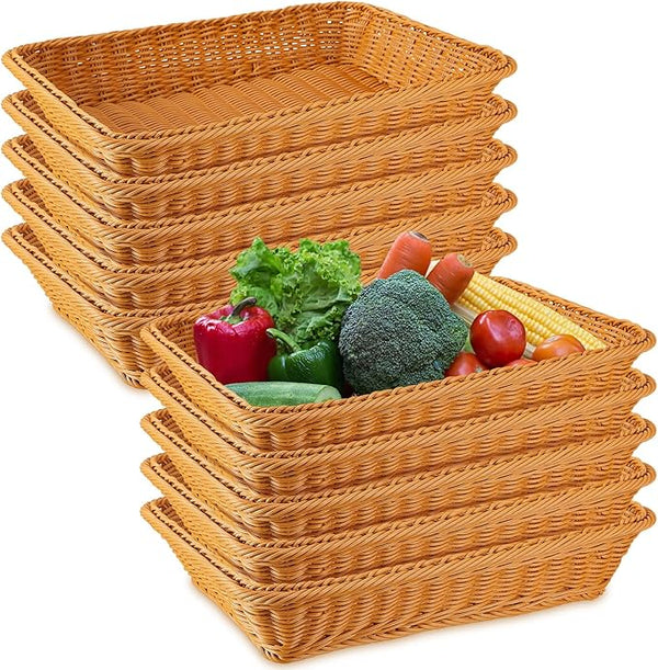 Wicker Bread & Serving Baskets – Set of 10