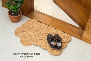 Coir Rope Woven Doormat 18" x 30" – Natural Fiber Nautical Entryway Mat