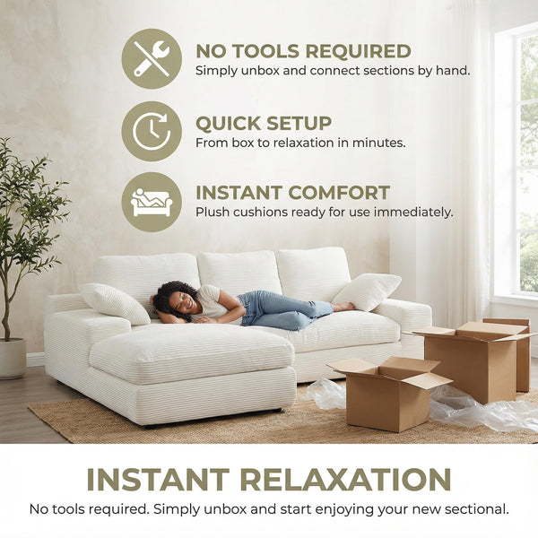 L-Shaped Cloud Sectional Sofa with Chaise