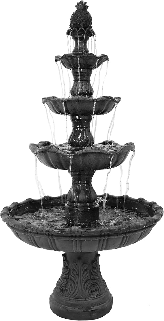 4-Tier Outdoor Water Fountain with Electric Pump