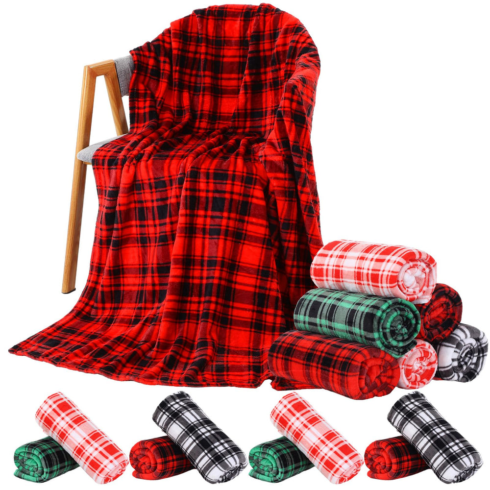 Christmas Buffalo Plaid Flannel Throw Blankets – 32-Pack, 60x50 Inches, Multicolor