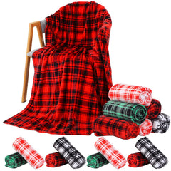 Christmas Buffalo Plaid Flannel Throw Blankets – 32-Pack, 60x50 Inches, Multicolor