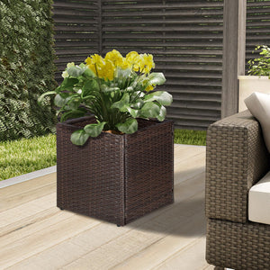 Set of 2 Large Square PE Rattan Planters with Removable Liner