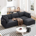 109" L-Shaped Corduroy Sectional Sofa with Ottoman