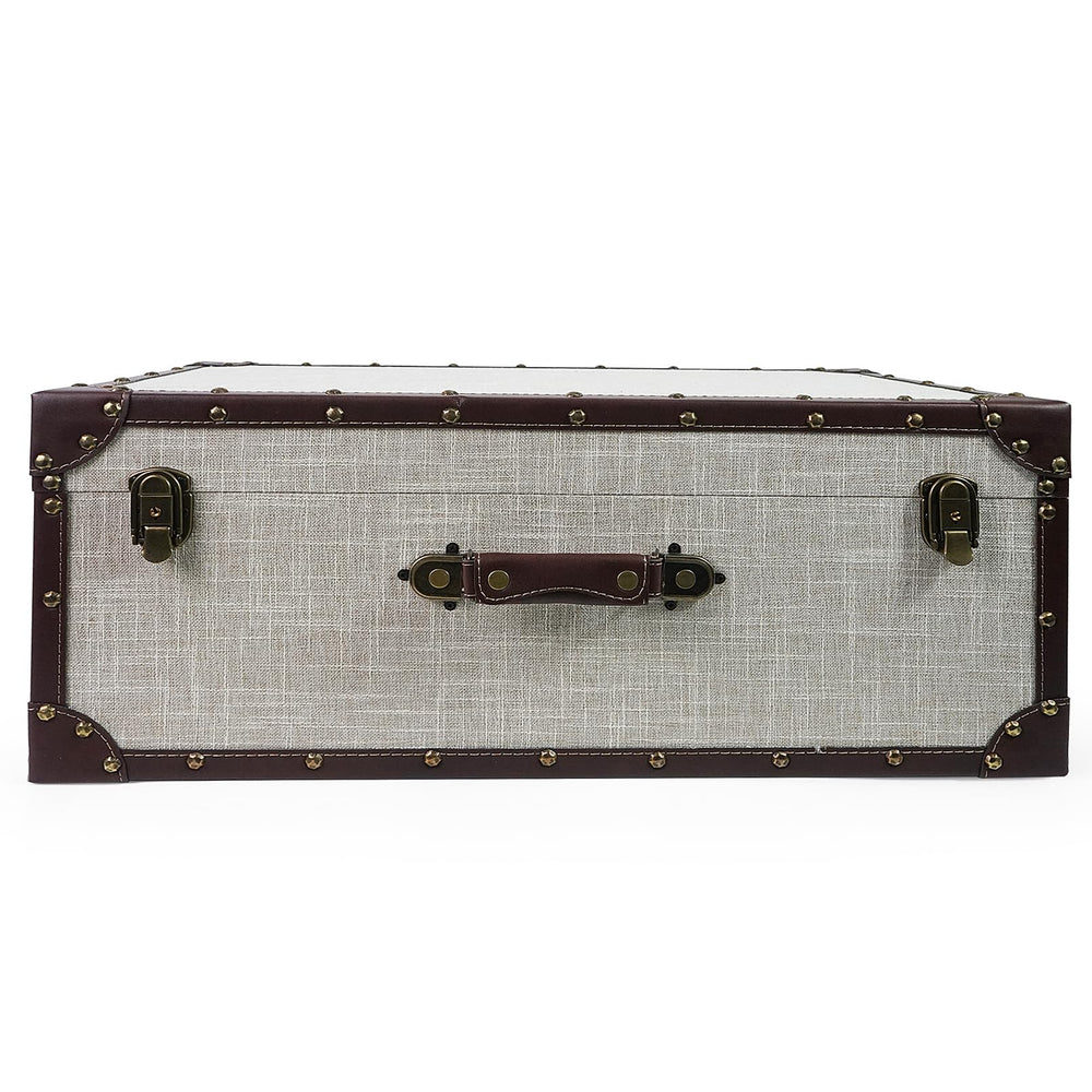 Extra Large Vintage Wooden Storage Box with Hinged Lid
