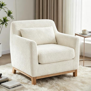 Oversized Accent Armchair with Wood Base