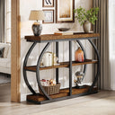 Industrial 3-Tier Console Table with Arched Metal Frame
