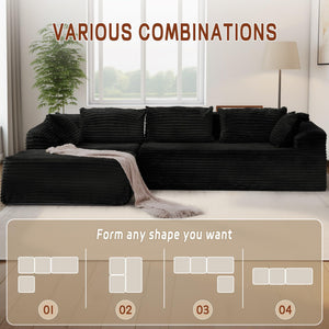 L-Shaped Modular Sectional Sofa with Chaise – Corduroy, Deep Seat, No Assembly