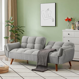 Futon Sofa Bed with Adjustable Split Backrest, Twin Size