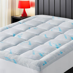 Bamboo Viscose Mattress Topper with Deep Pocket & Pillow Top Fill